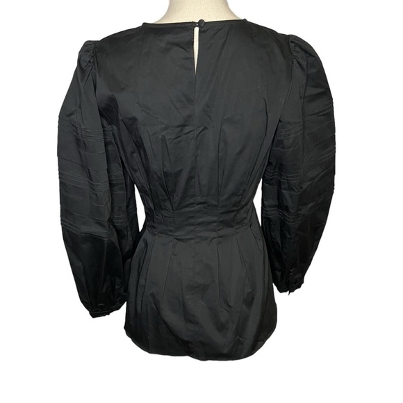 HUNTER BELL Black Pleated Puff Sleeve Blouse - Picture 13 of 15